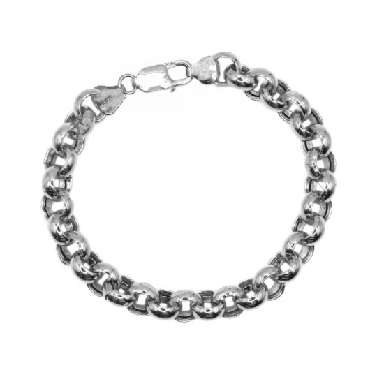 9 mm rolo mesh bracelet. 925 silver white gold plated
