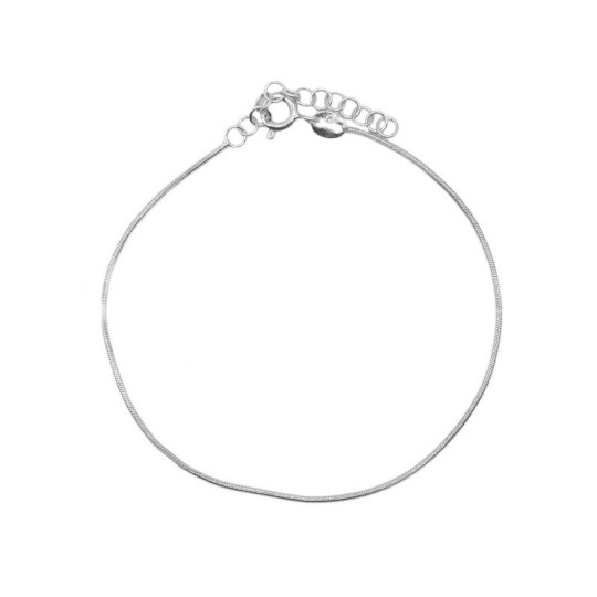 White gold plated mouse tail link bracelet in 925 silver