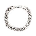 White gold plated rounded curb mesh bracelet in 925 silver