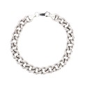 White gold plated rounded curb mesh bracelet in 925 silver