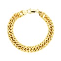 Yellow gold plated double groove curb mesh bracelet in 925 silver