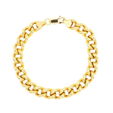 Bracciale maglia grumetta bombata placcato oro giallo in argento 925