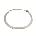 White gold plated flat ear mesh bracelet in 925 silver