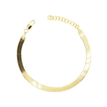 Yellow gold plated flat ear mesh bracelet in 925 silver