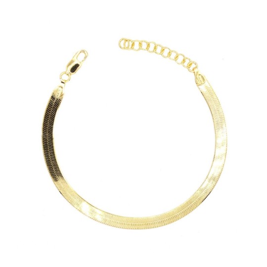 Bracciale maglia spiga piatta placcato oro giallo in argento 925