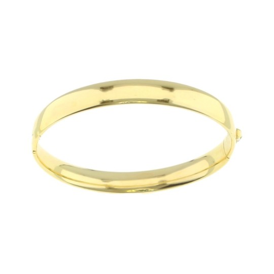 Rigid bracelet with rounded band with yellow gold plated snap closure in 925 silver