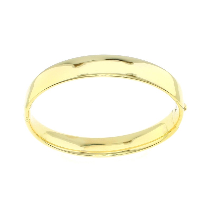 Bracciale rigido a fascia bombata con chiusura a scatto placcato oro giallo in argento 925