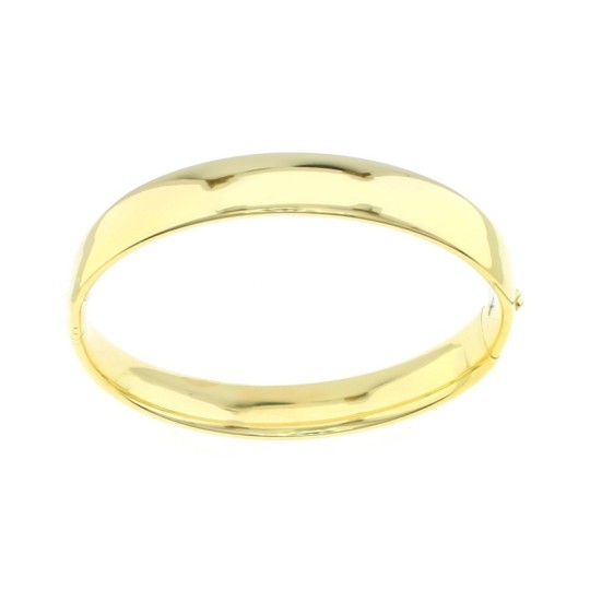 Rigid bracelet with rounded band with yellow gold plated snap closure in 925 silver