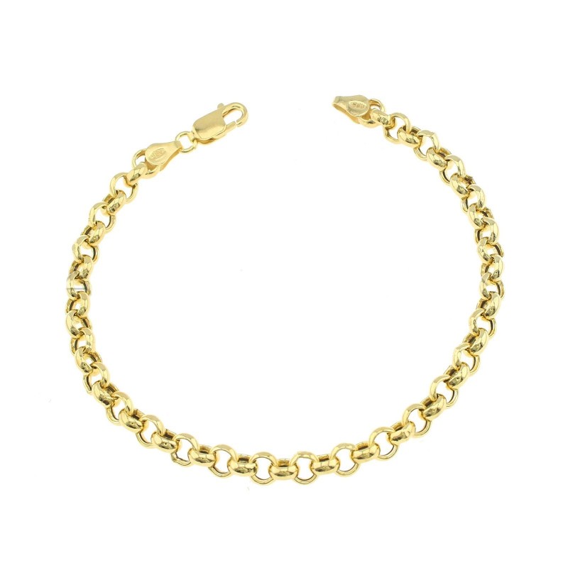 Yellow gold plated rolo link bracelet in 925 silver
