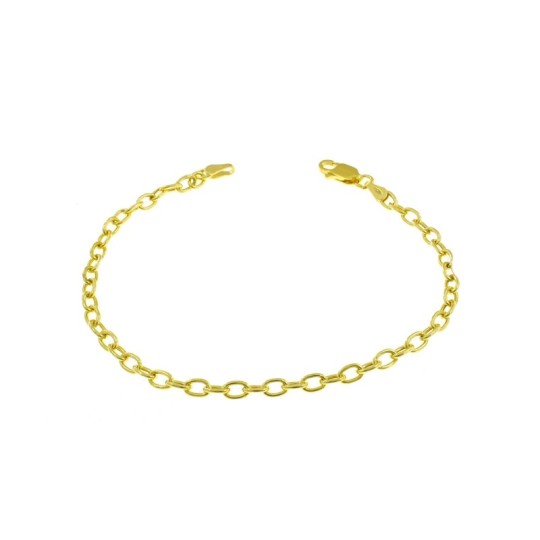 Bracciale maglia ovale da ø 3,5 mm placcato oro giallo in argento 925