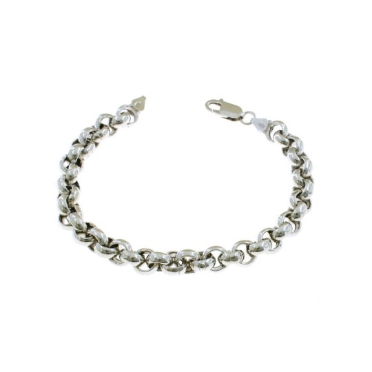 Bracciale maglia rolò da ø 7,5 mm placcato oro bianco in argento 925