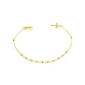 Chain link rosary bracelet with faceted spheres and yellow gold plated cross plate pendant in 925 silver