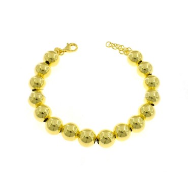 Smooth ball bracelet 10 mm yellow gold plated in 925 silver