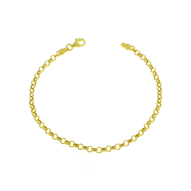 Yellow gold plated ø 3 mm rolò mesh bracelet in 925 silver