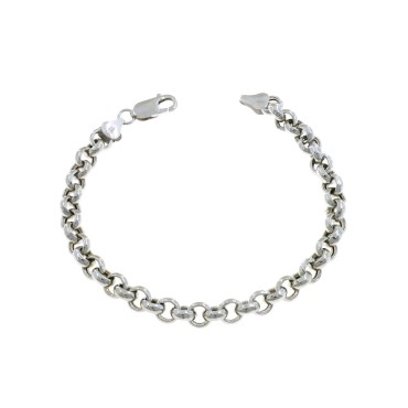 Bracciale maglia rolò da ø 6,5 mm placcato oro bianco in argento 925
