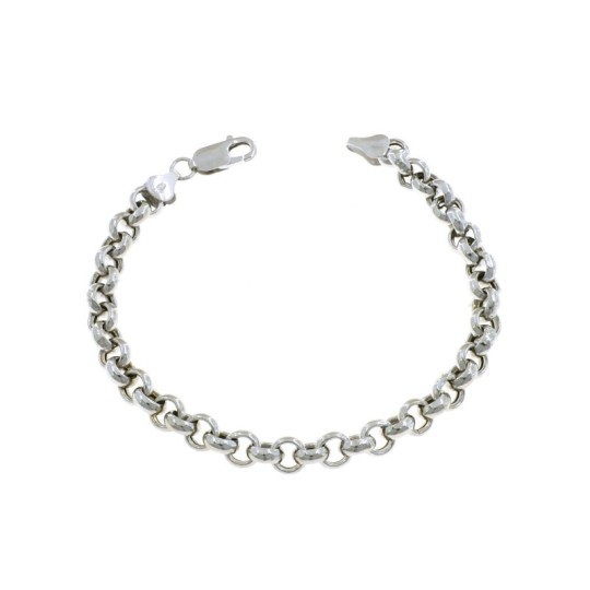 Bracciale maglia rolò da ø 6,5 mm placcato oro bianco in argento 925