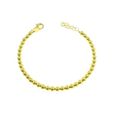Bracciale a sfera liscia da 4 mm. placcato oro giallo in argento 925