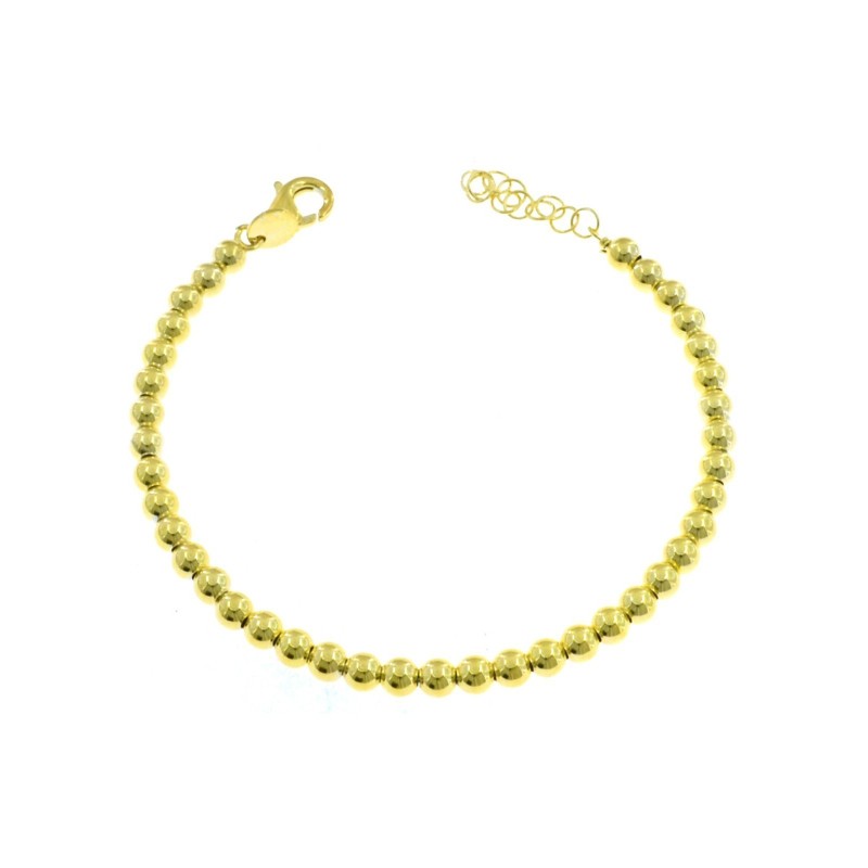 Bracciale a sfera liscia da 4 mm. placcato oro giallo in argento 925