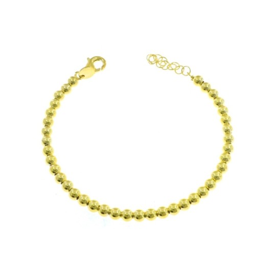4mm smooth ball bracelet. yellow gold plated in 925 silver
