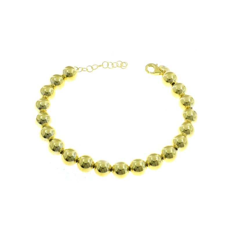 8mm smooth ball bracelet. yellow gold plated in 925 silver