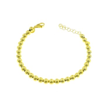 Bracciale a sfera liscia da 5 mm. placcato oro giallo in argento 925