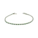 Bracciale tennis con zirconi alternati bianchi e verdi da mm2 con chiusura a scattino con ottini placcato oro bianco in argento