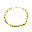 Bracciale a sfera liscia da 6 mm placcato oro giallo in argento 925