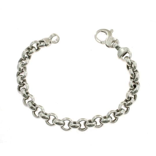 White gold plated rolò mesh bracelet ø8 mm in 925 silver