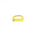 Rectangular adjustable ring with yellow gold plated side white light point in 925 silver