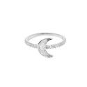 Anello semizirconato bianco con luna centrale a pavè di zirconi bianchi placcato oro bianco in argento 925 (misura 9)