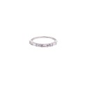 White half-zircon ring with alternating baguettes white gold plated in 925 silver (size 14)