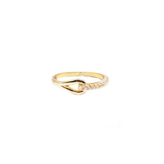 Anello semizirconato con goccia lucida placcato oro giallo in argento 925 (misura 12)