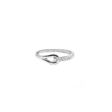 Half zirconia ring with shiny drop white gold plated in 925 silver (size 20)
