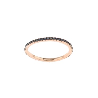 Eternity ring with black cubic zirconia 1,5 mm rose gold plated in 925 silver (Size 12)
