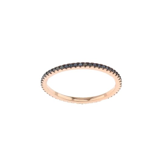 Anello veretta con zirconi neri da 1,5 mm placcato oro rosa in argento 925 (Misura 12)