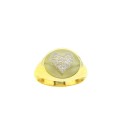Anello scudo ovale con cuore sovrapposto a pavè di zirconi bianchi placcato oro giallo in argento 925 (Misura 12)