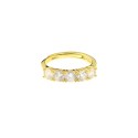 Anello regolabile con 5 zirconi bianchi da 4 mm placcato oro giallo in argento 925