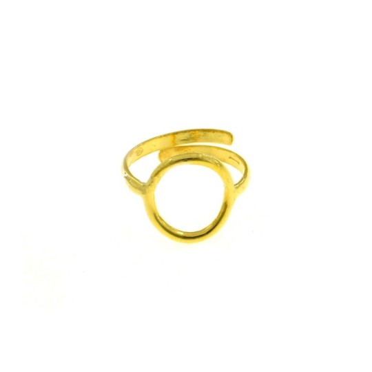 Anello regolabile con sagoma ovale centrale placcato oro giallo in argento 925