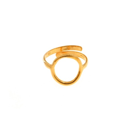 Adjustable ring with central oval shape rose gold plated in 925 silver