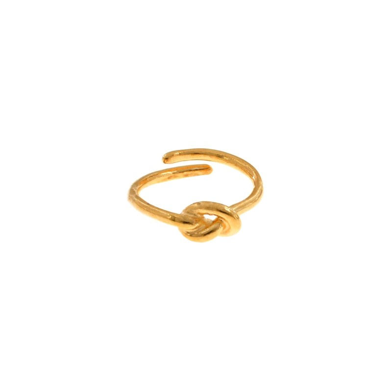 Adjustable wire ring with central knot rose gold plated in 925 silver
