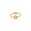 Adjustable wire ring with central striped star shape in 925 silver plated rose gold