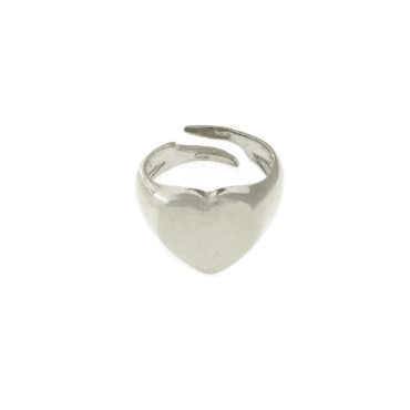 White gold plated heart shield adjustable pinky ring in 925 silver