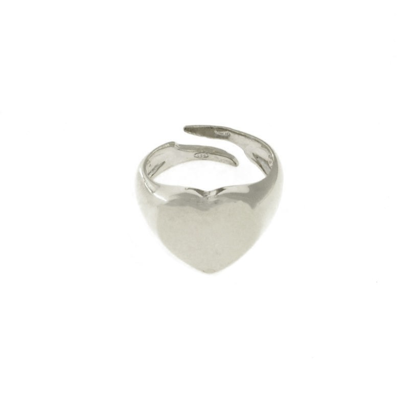 White gold plated heart shield adjustable pinky ring in 925 silver