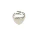 White gold plated heart shield adjustable pinky ring in 925 silver