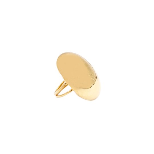 Anello a doppio filo con ovale elettroformato bombato placcato oro giallo in argento 925 (misura 17)
