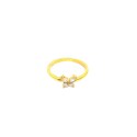 Wire ring with yellow gold plated white zircon butterfly in 925 silver (size 12)