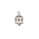 Openwork angel bell with edge of white zircons plated in white gold in 925 silver