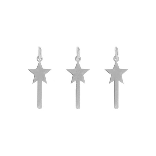 Ciondoli bacchette magiche a lastra placcati oro bianco in argento 925 (3 pz.)