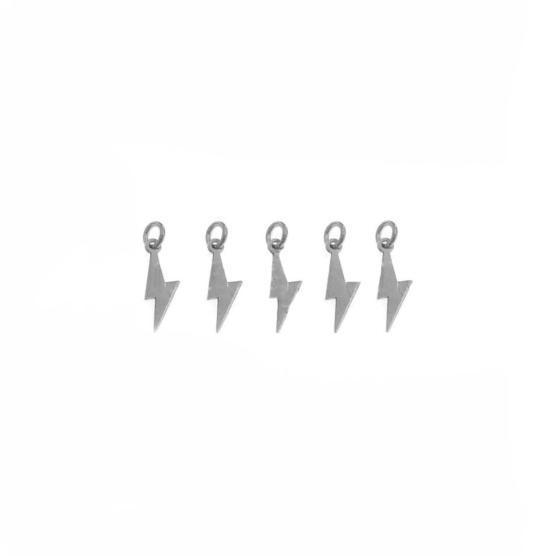 Ciondoli fulmini a lastra placcati oro bianco in argento 925 (5 pz.)