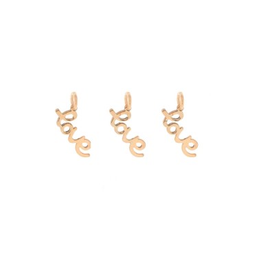 "Love" plate pendants in rose gold plated 925 silver (3 pcs.)